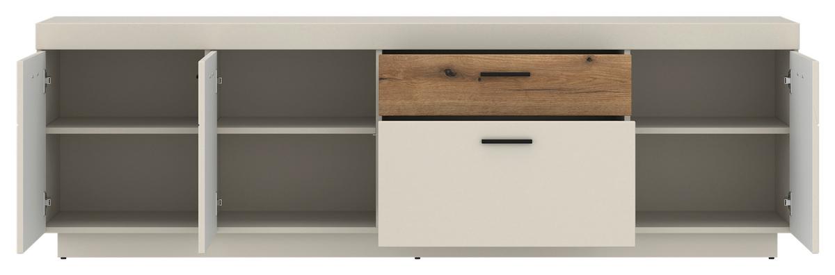 TV-Element Lightning Eichefarben/Kaschmir B: 200 cm - Kaschmir/Eichefarben, MODERN, Holzwerkstoff (200/62,8/41,6cm)