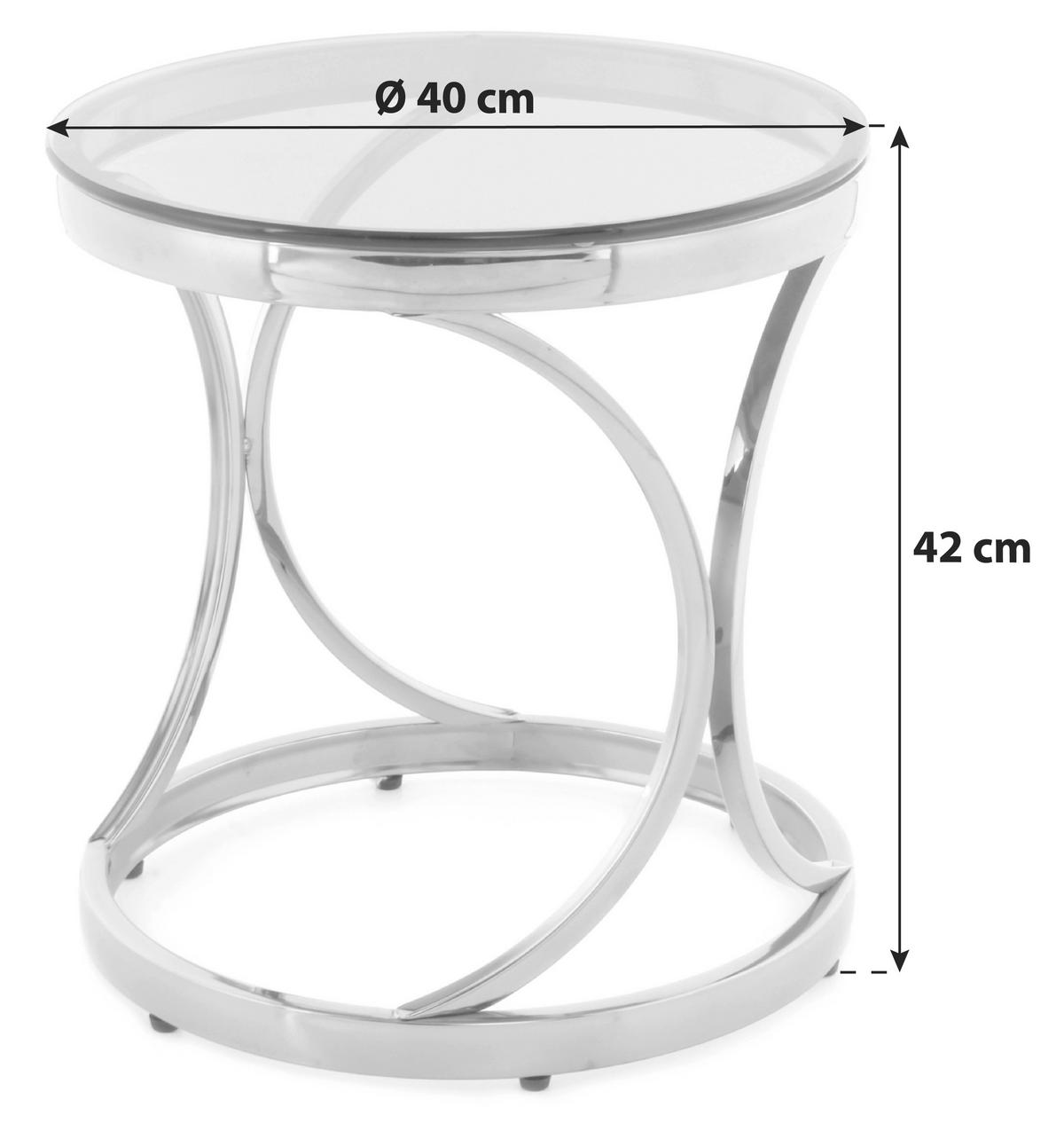 Beistellitsch mit Glasplatte Weyda, Gold/Klar - Klar/Goldfarben, Basics, Glas/Metall (40/42/40cm) - Kayoom