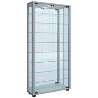 VITRINE Lumo Silberfarben B: 59 cm - Silberfarben/Schwarz, MODERN, Glas/Holzwerkstoff (59/114,8/18cm) - MID.YOU