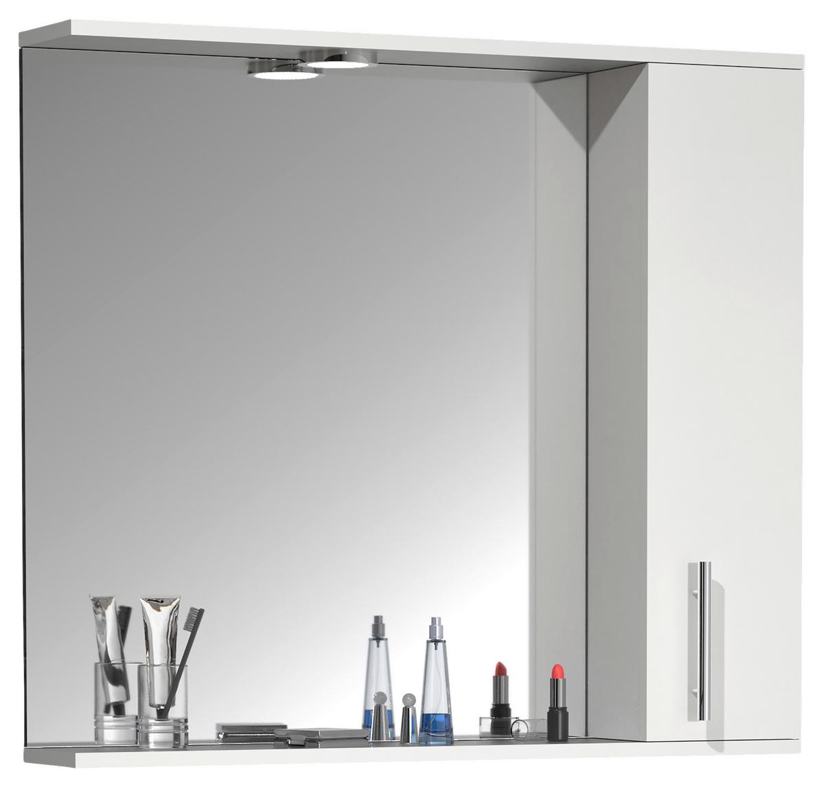 Spiegelschrank Lisalo Xl 1-Türig Bxhxt: 75x71x14 Cm - Weiß, MODERN, Glas/Holzwerkstoff (75/71/14cm) - MID.YOU