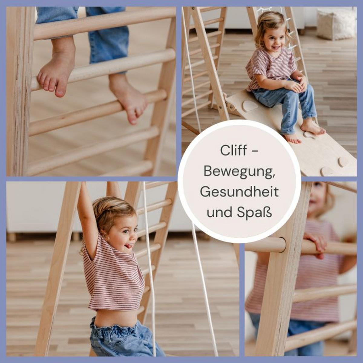 platzsparendes Klettergerüst natur - Birkefarben, Basics, Holz (84/105/113cm) - CLIFF