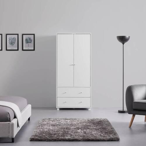 Šatní skříň MILO - bílá/barvy stříbra, Moderní, kov/dřevo (80/176/55cm) - Bessagi Home
