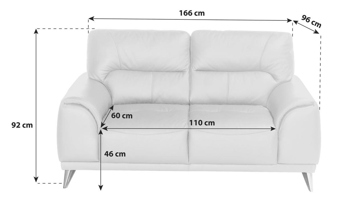 Zweisitzer-Sofa Frisco, Lederlook - Chromfarben/Weiß, MODERN, Textil (166/92/96cm) - MID.YOU