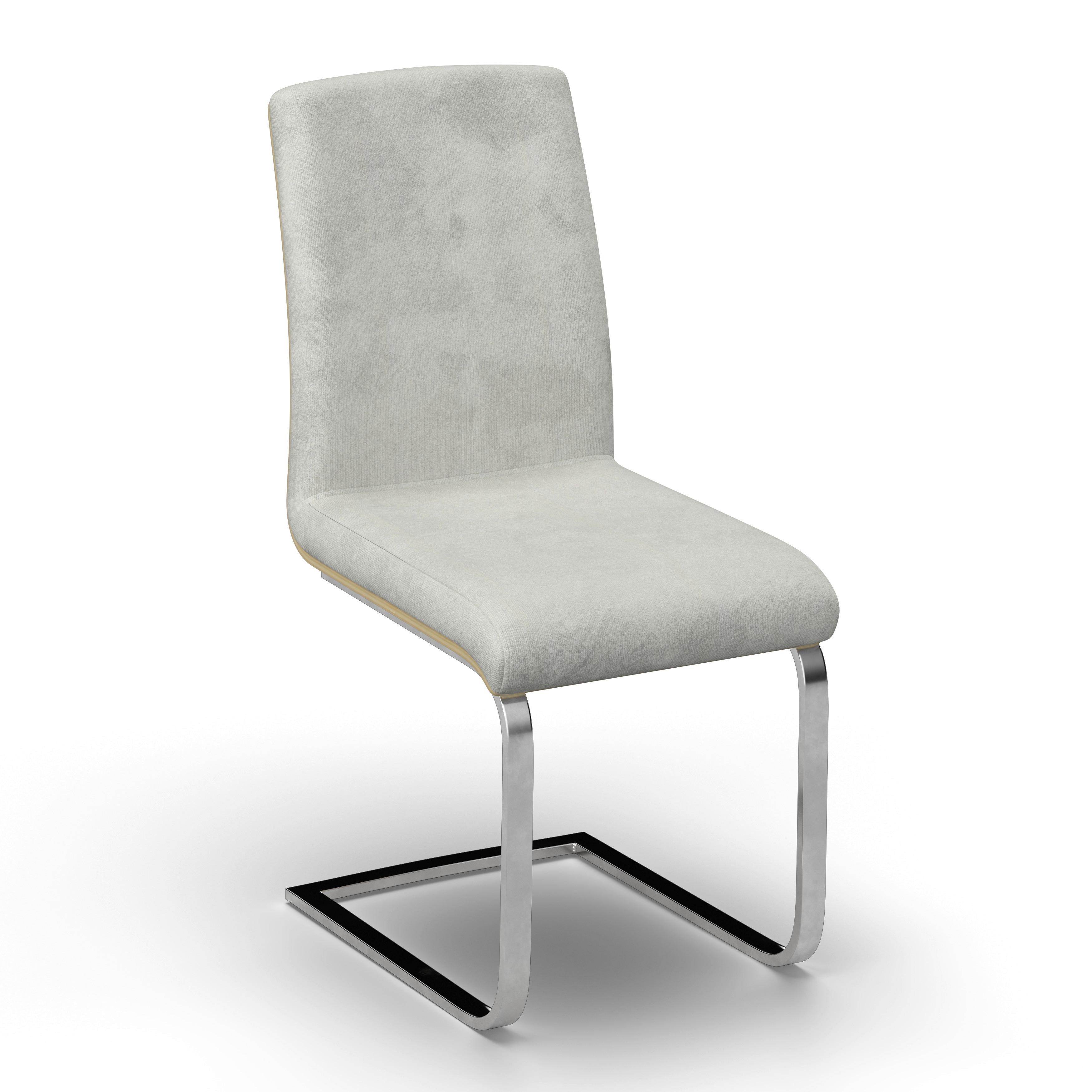 Stolička s pružným podnožím NUBIA - krémová/farba duba, Modern, kov/drevo (44/90/59cm) - Bessagi Home