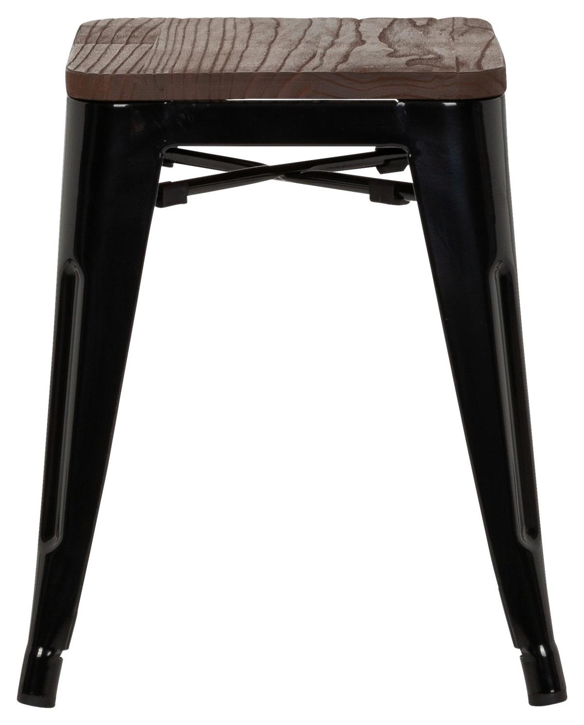 Hocker Vantaggio W Stahl/ Echtholz Schwarz/braun H: 46cm - Dunkelbraun/Schwarz, Basics, Holz/Metall (39/46/39cm) - MID.YOU
