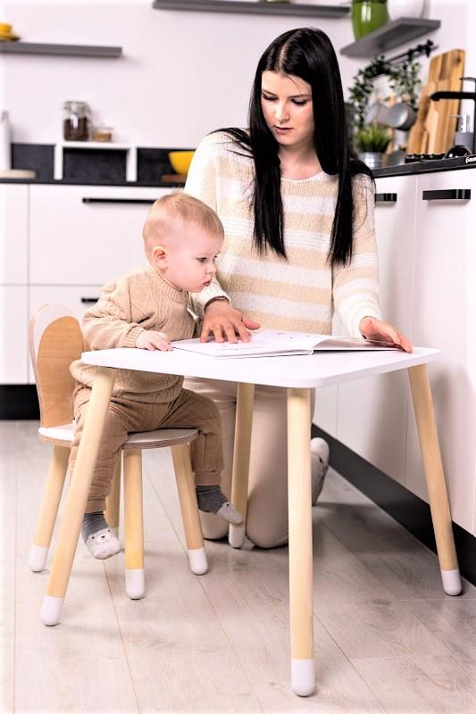 Kindersitzgruppe Bunny Table And Chair Set Weiss/Natur - Naturfarben/Weiß, Basics, Holz (51,5/60/50cm)