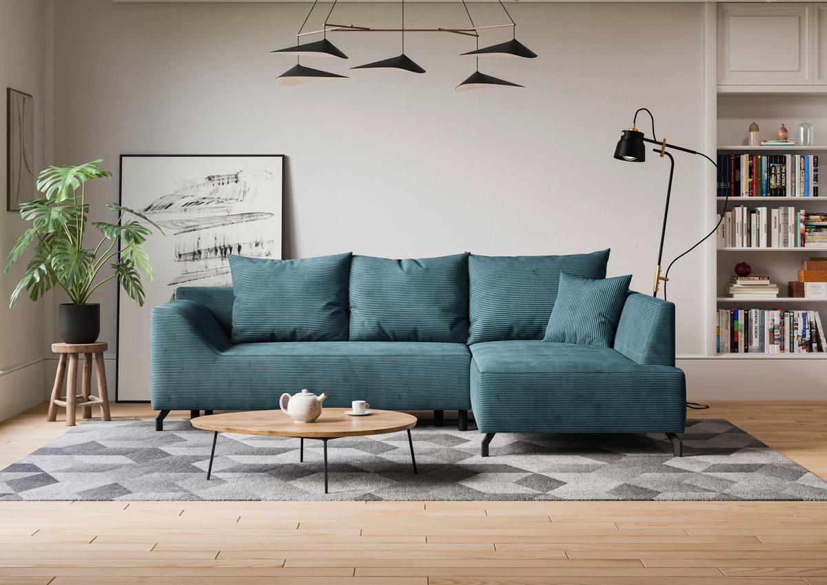 Eckschlafsofa Asolo Mintgrün S: 273x167 cm - Schwarz/Mintgrün, Design, Textil (273/167cm) - MID.YOU