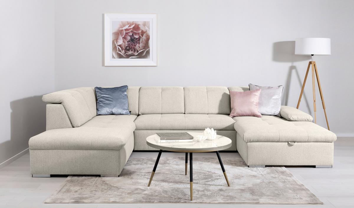 Wohnlandschaft Ramzes Beige U: 215x238x173 cm - Beige/Grau, Design, Textil (215/328/173cm) - MID.YOU