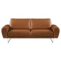 Ecksofa Spring Cognac Chrom B: 177 cm - Chromfarben/Cognac, Design, Leder (177/85/92cm) - Livetastic