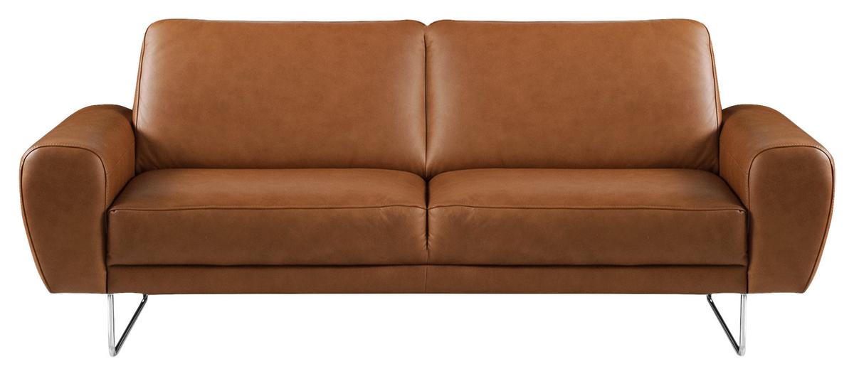 Ecksofa Spring Cognac Chrom B: 177 cm - Chromfarben/Cognac, Design, Leder (177/85/92cm) - Livetastic