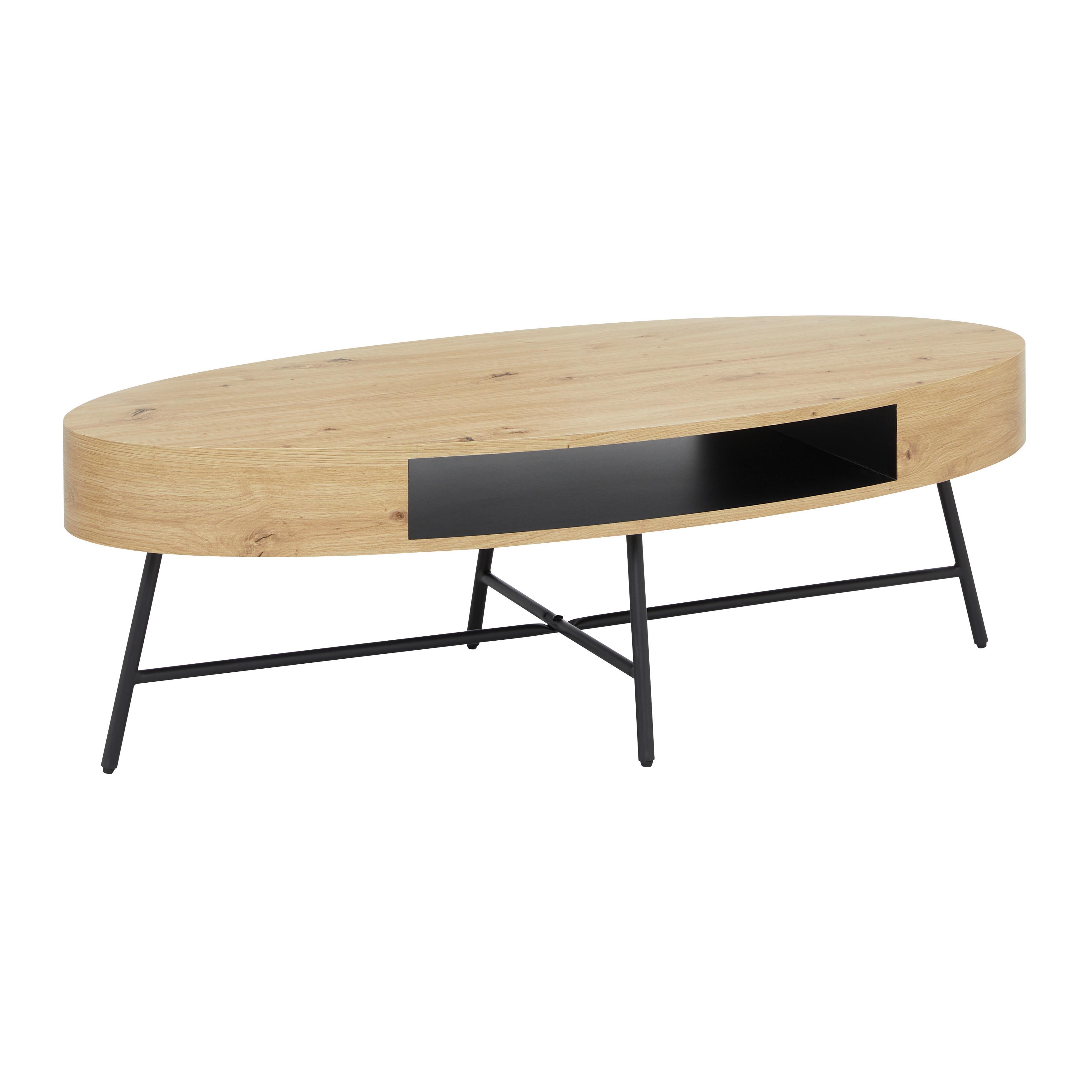 Konferenční stolek EMILIA - černá/barvy dubu, Moderní, kov (120/60/40cm) - Bessagi Home