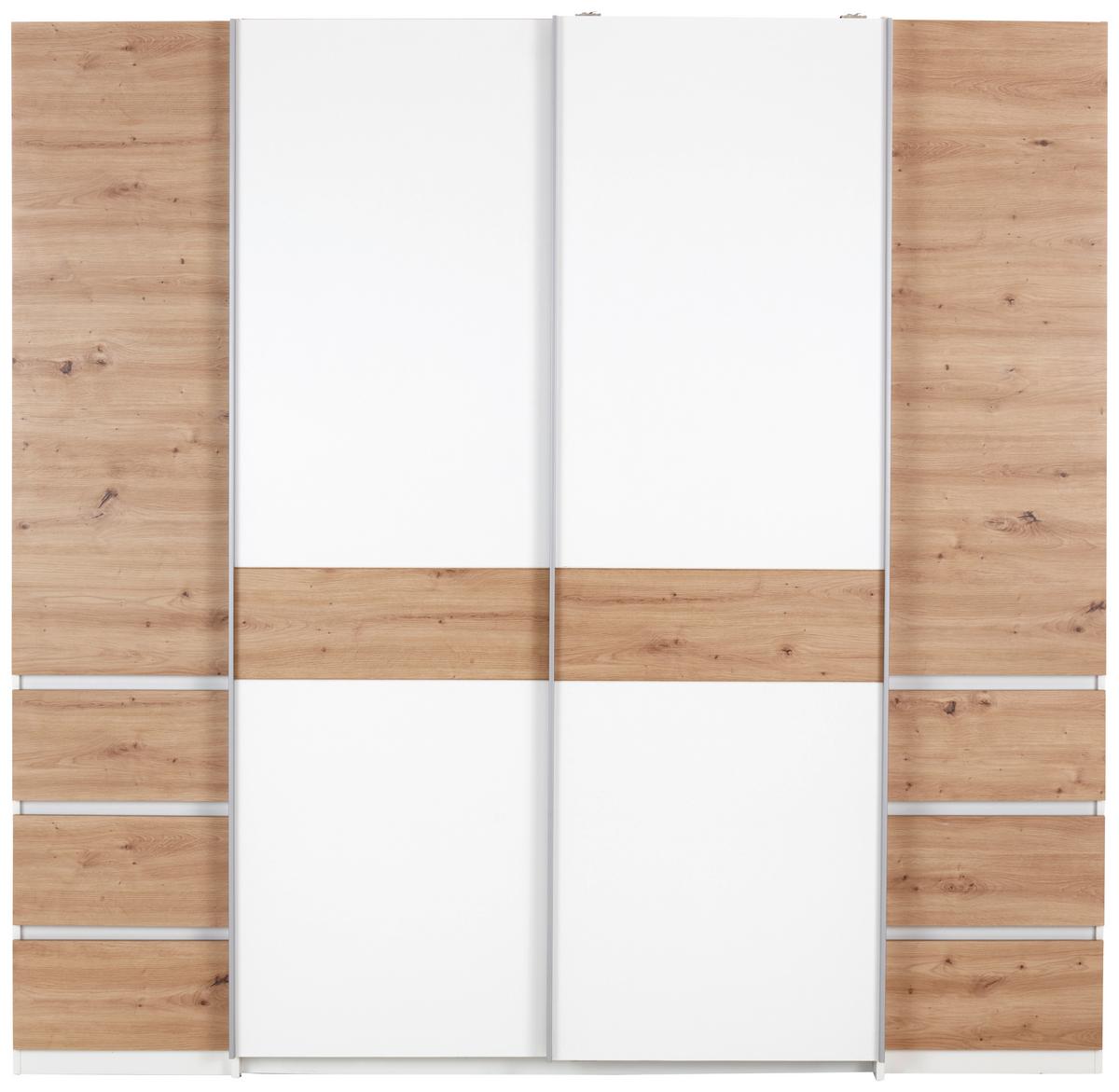 Drehtürenschrank Mit Laden B: 215 Cm Fabio Weiß/eiche Dekor - Eiche Artisan/Weiß, KONVENTIONELL, Holzwerkstoff (215/215/61,9cm)
