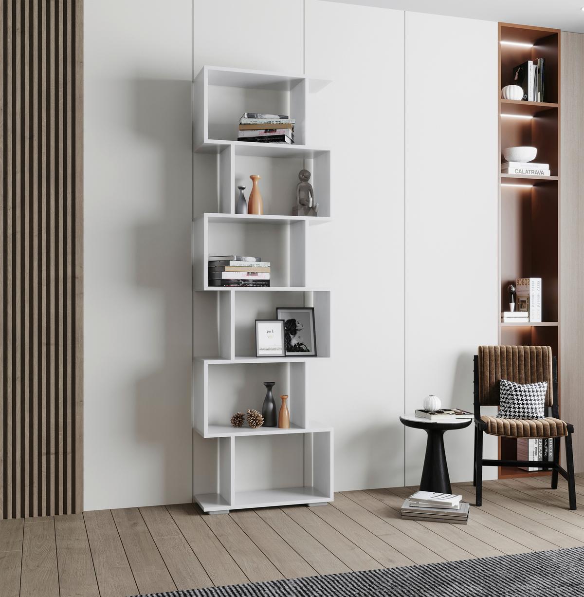 Regal Palusa Weiß B: 60 Cm - Silberfarben/Weiß, Design, Holzwerkstoff (60/196/24cm) - MID.YOU