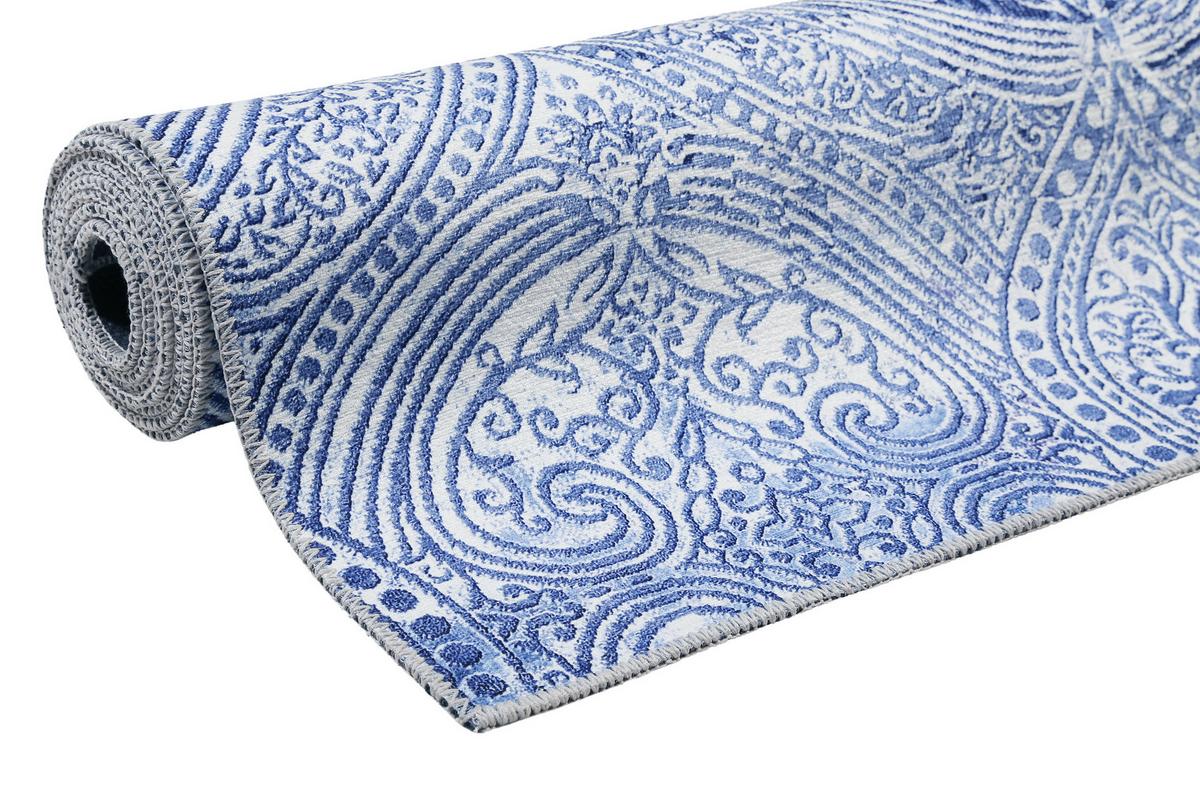 Webteppich Grace Blau/silberfarben 190x290 Cm - Blau/Silberfarben, Design, Textil (190/290cm) - WECON HOME