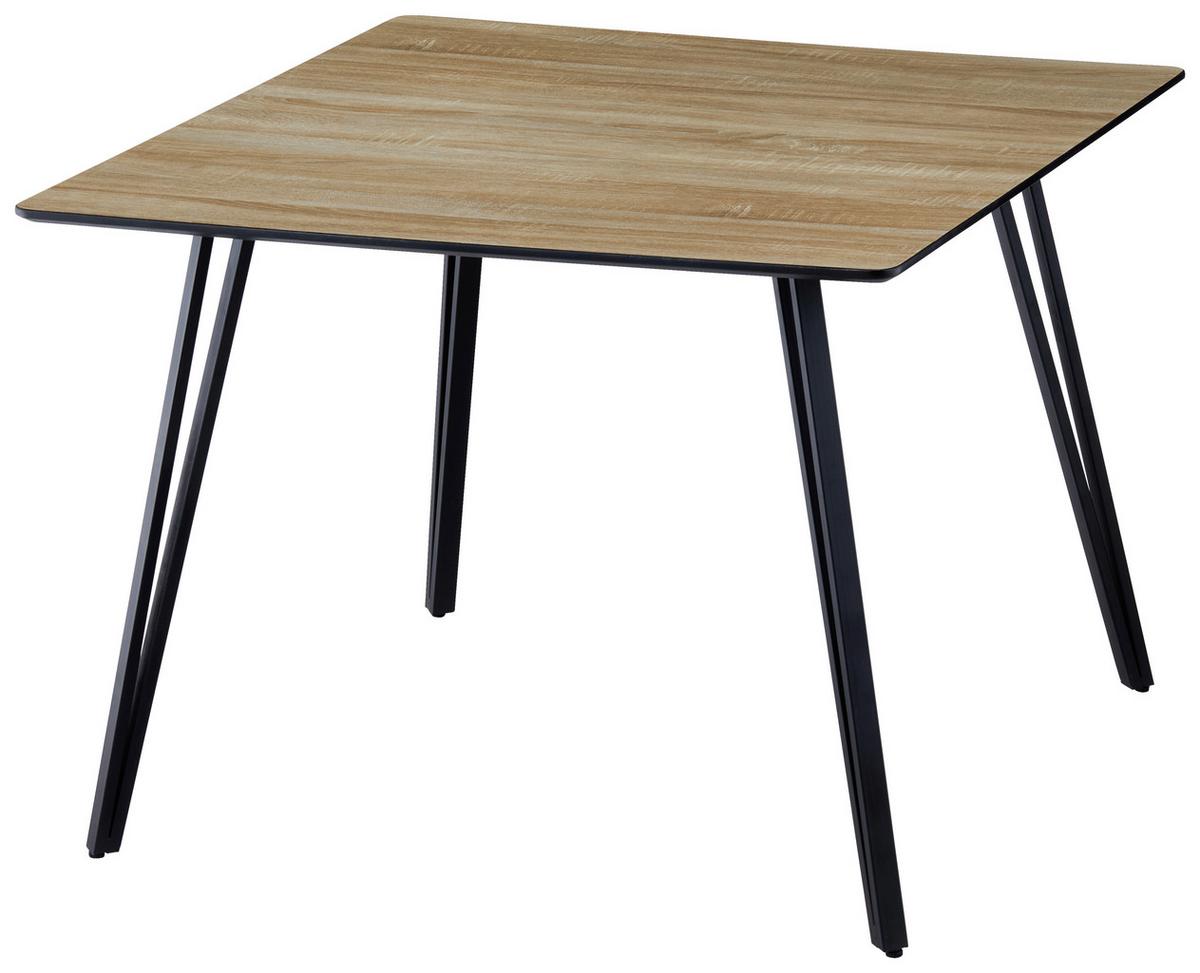Esstisch Eduardo - Eichefarben/Schwarz, LIFESTYLE, Holzwerkstoff/Metall (100/75/100cm) - Livetastic