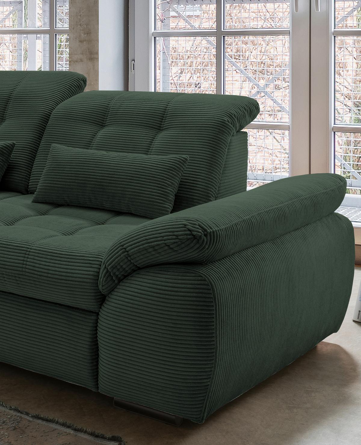 Ecksofa Mit Bettkasten Rigatti Dunkelgrün 184x314 Cm - Dunkelgrün/Schwarz, MODERN, Textil (184/314cm) - Livetastic