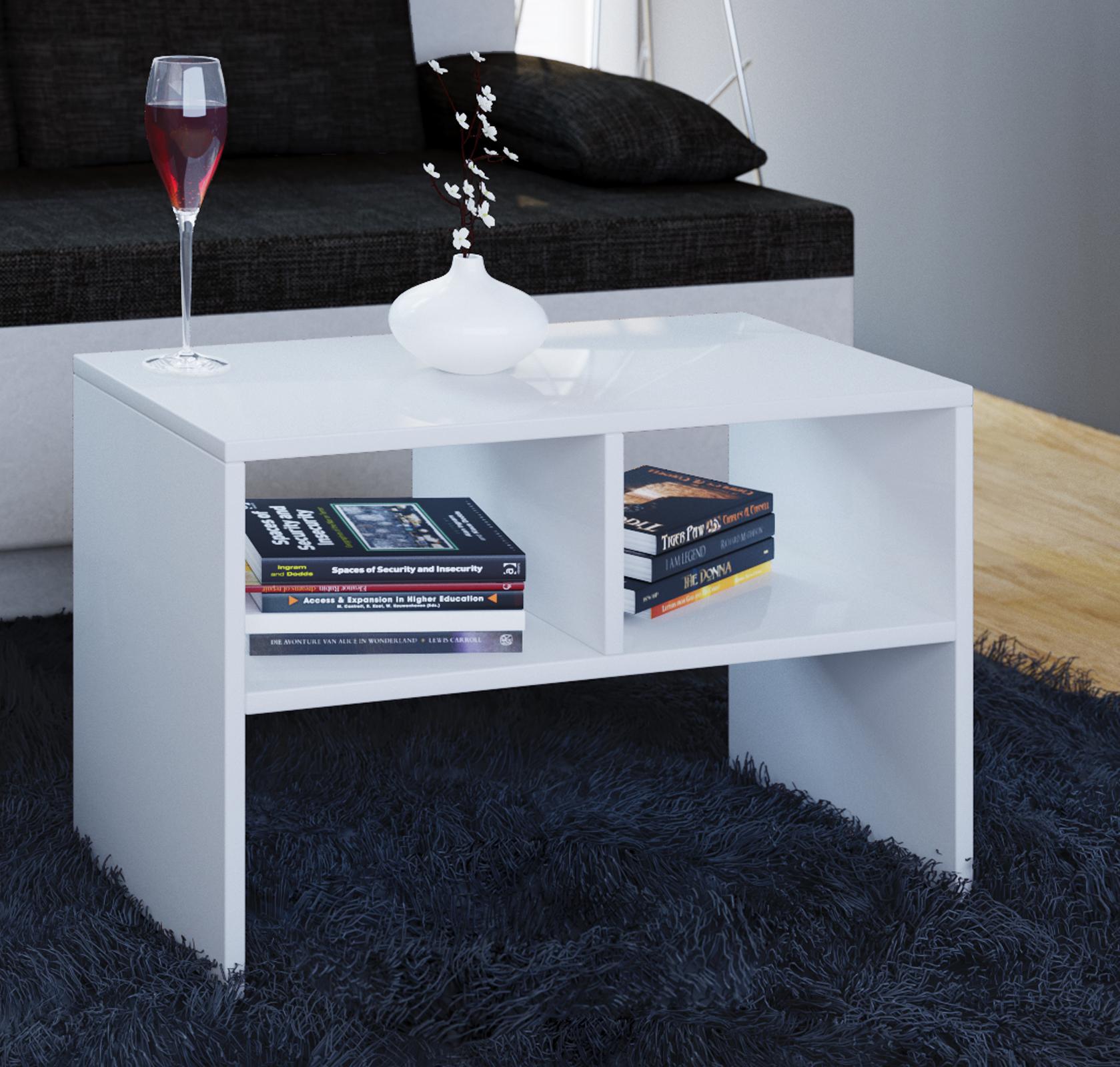 Couchtisch mit Ablagefächer Nachto Weiß - Weiß, Basics, Holzwerkstoff (63/30/40cm) - MID.YOU