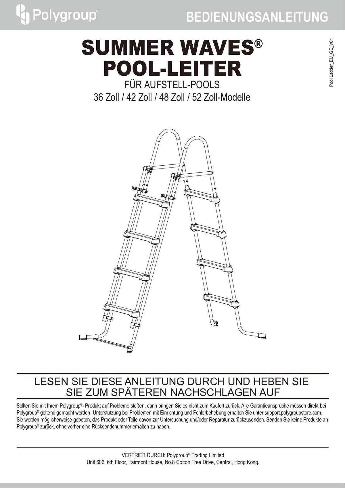Poolleiter Pool Leiter 91 cm - Blau/Weiß, Basics, Metall (91cm)