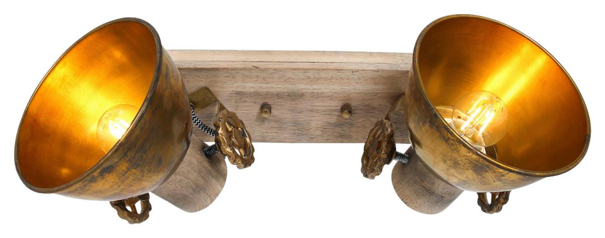 Deckenspots Gearwood - Anthrazit, Trend, Holz/Metall (32/19/17cm)