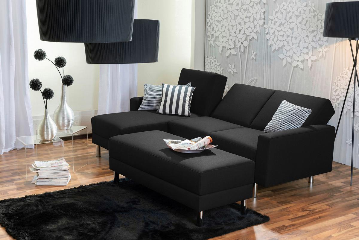 Ecksofa mit Schlaffunktion Just Fashion Schwarz - Chromfarben/Schwarz, KONVENTIONELL, Textil (152/230cm) - Max Winzer