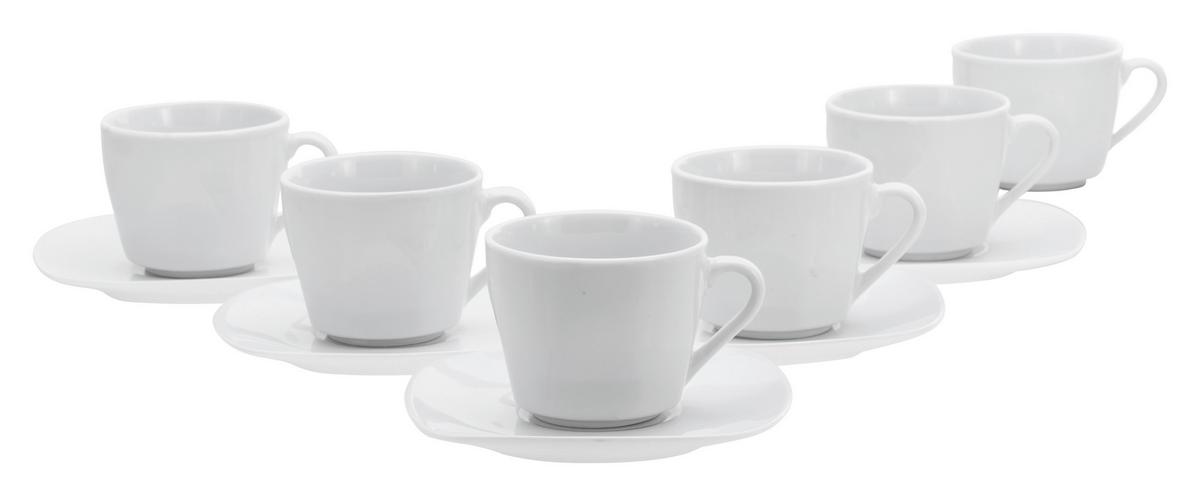 Kaffeeservice Porzellan 6 Personen Geschirr Set - Weiß, Basics, Keramik (20/20/27,5cm) - Creatable