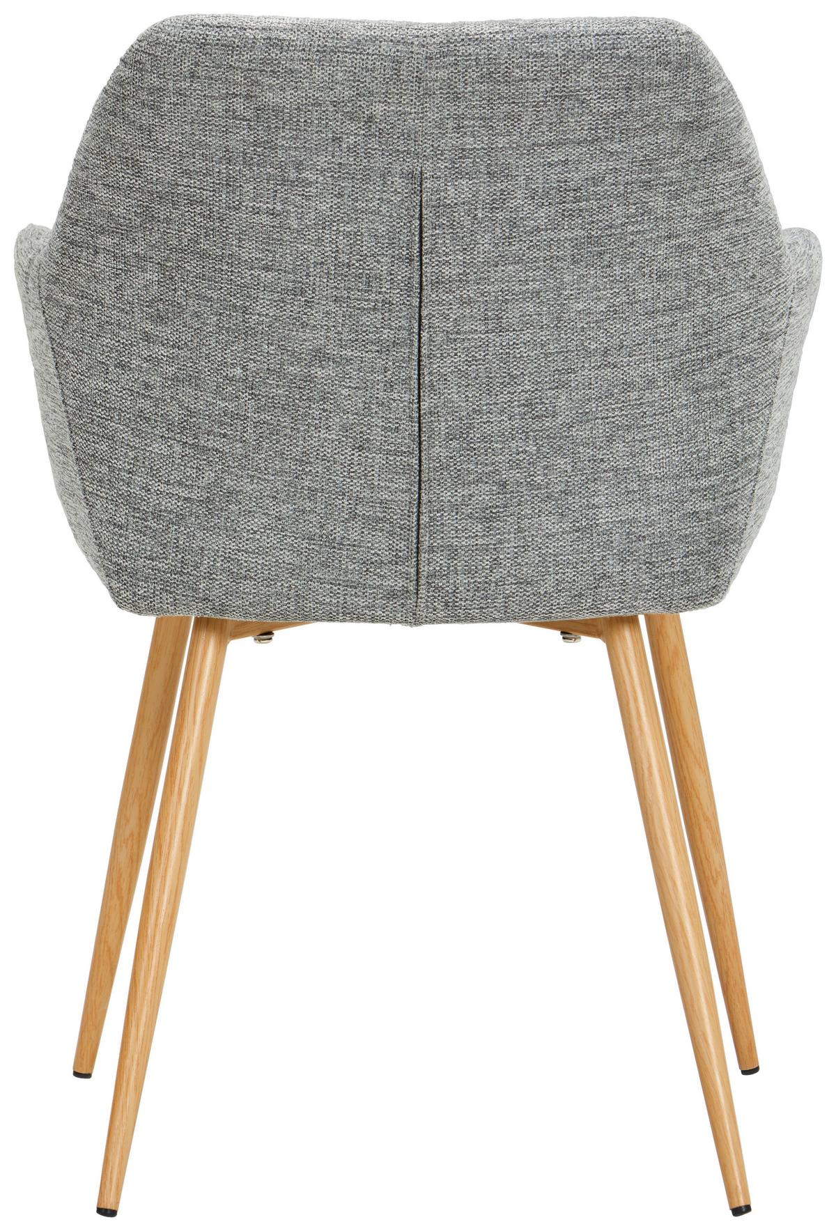 Armlehnstuhl Louisa Grau Gepolstert - Eichefarben/Grau, KONVENTIONELL, Holz/Textil (56,5/80/58cm) - Livetastic