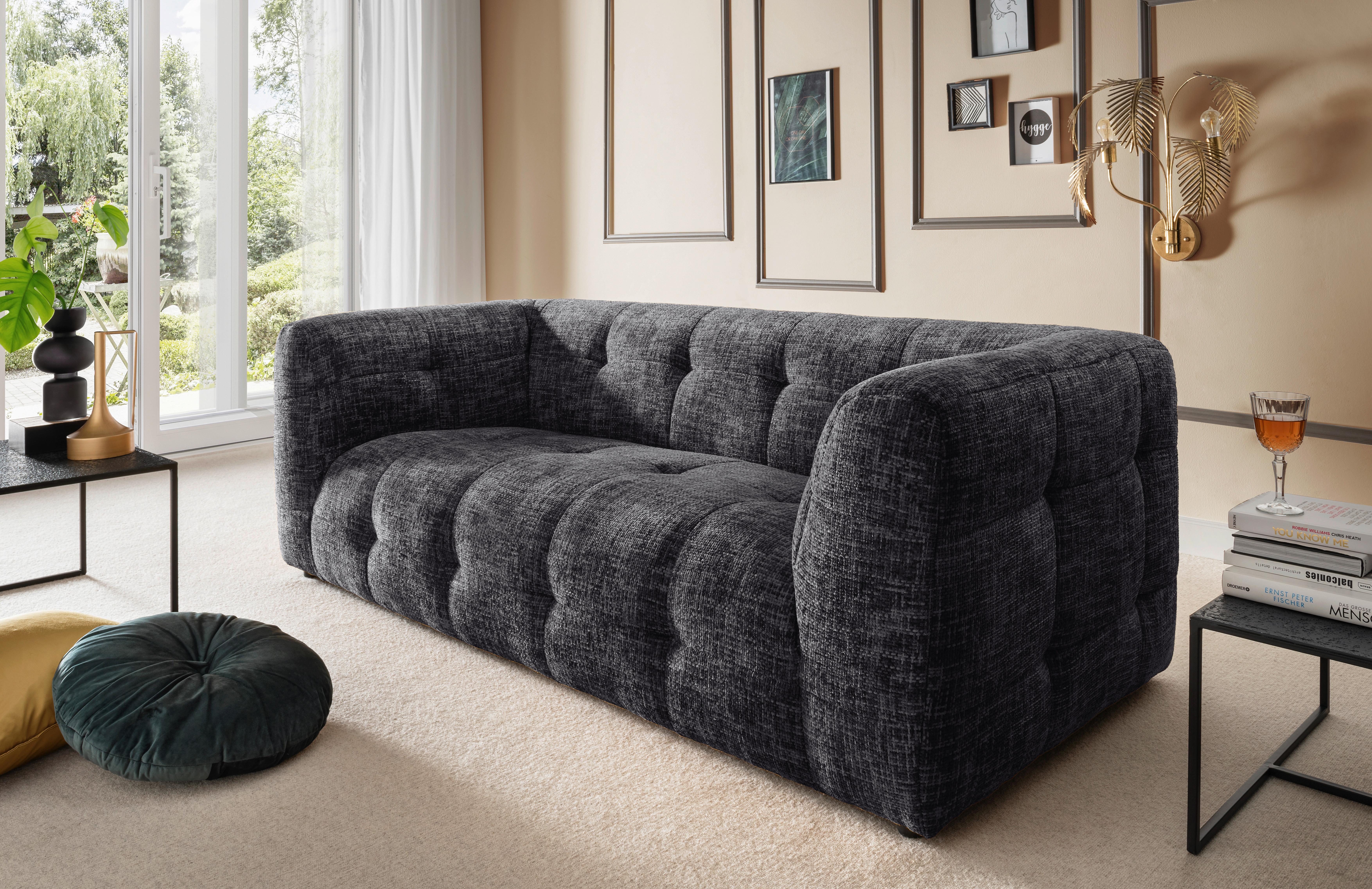 2,5-sitzer Velice, Schwarz B: 218 Cm - Schwarz, Design, Textil (218/72/95cm) - Livetastic