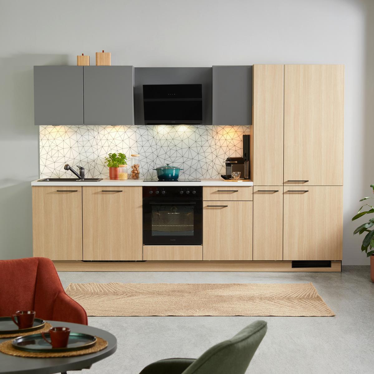 Küchenblock Plan/win - Eichefarben/Anthrazit, MODERN, Holzwerkstoff (310cm) - Express-Kuechen