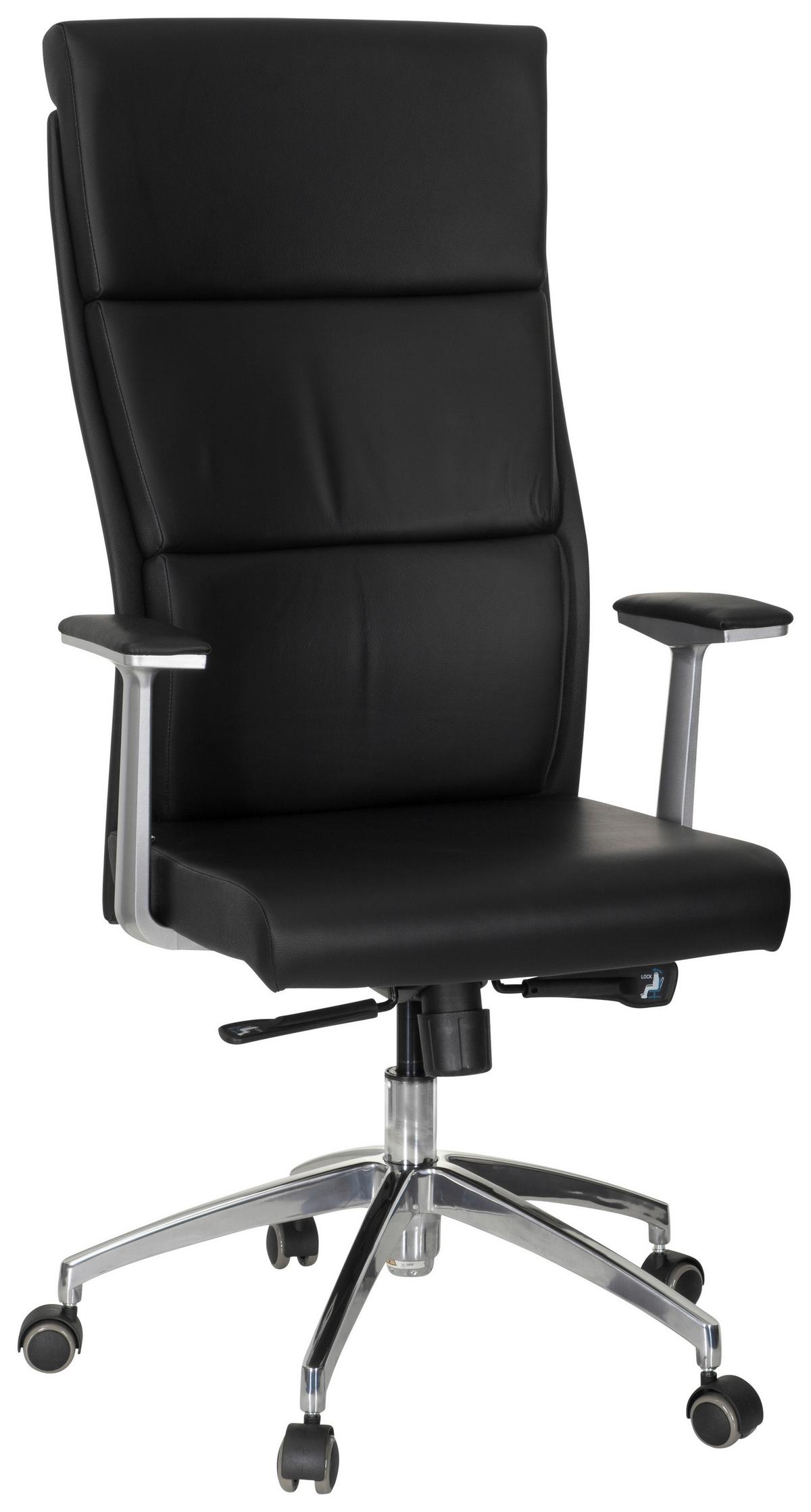 Drehstuhl Monza 20 Schwarz - Silberfarben/Schwarz, MODERN, Leder/Kunststoff (60/131/52cm) - MID.YOU