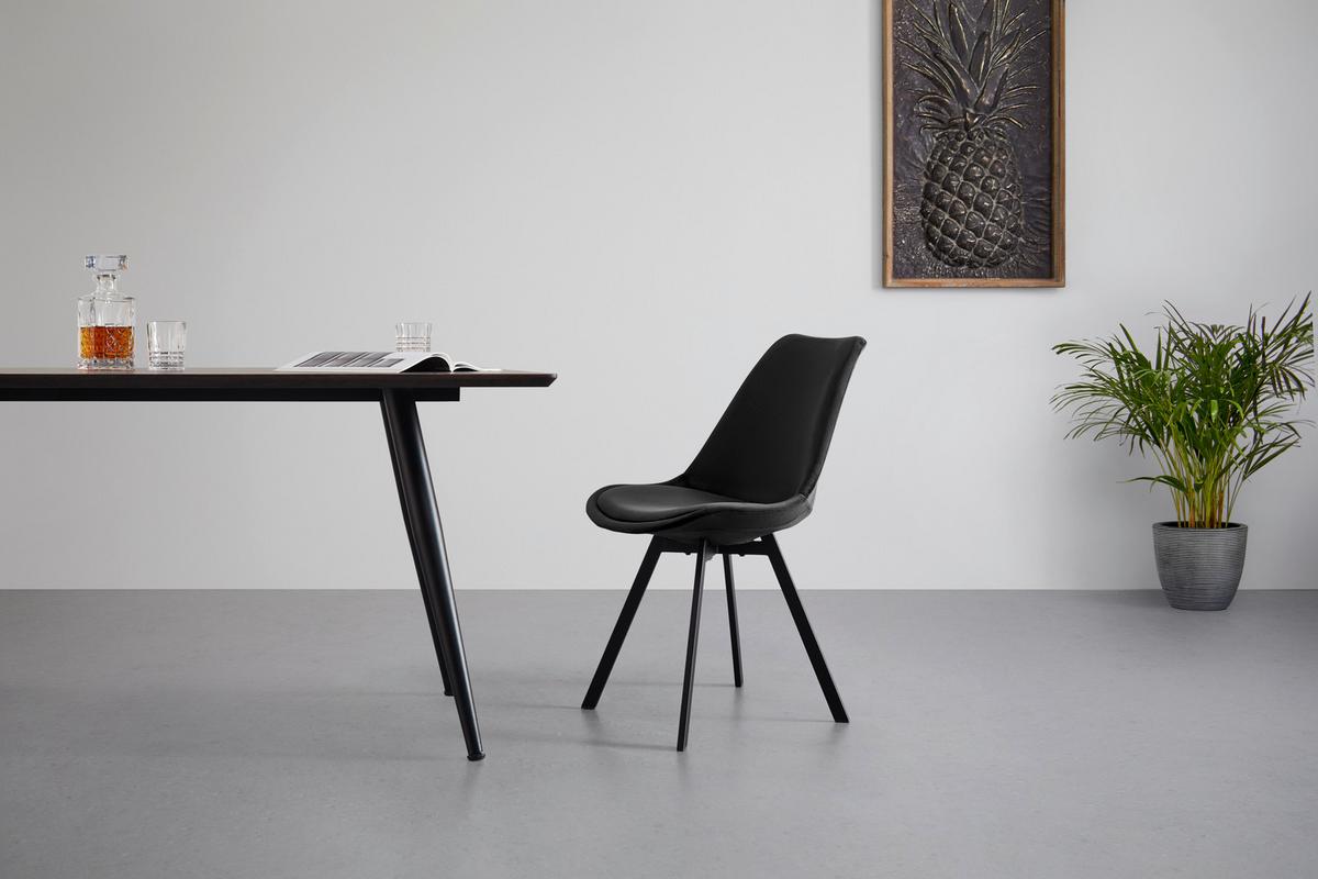 Židle ze sametu Mia - černá - černá, Moderní, kov/textil (45/84/55cm) - P & B