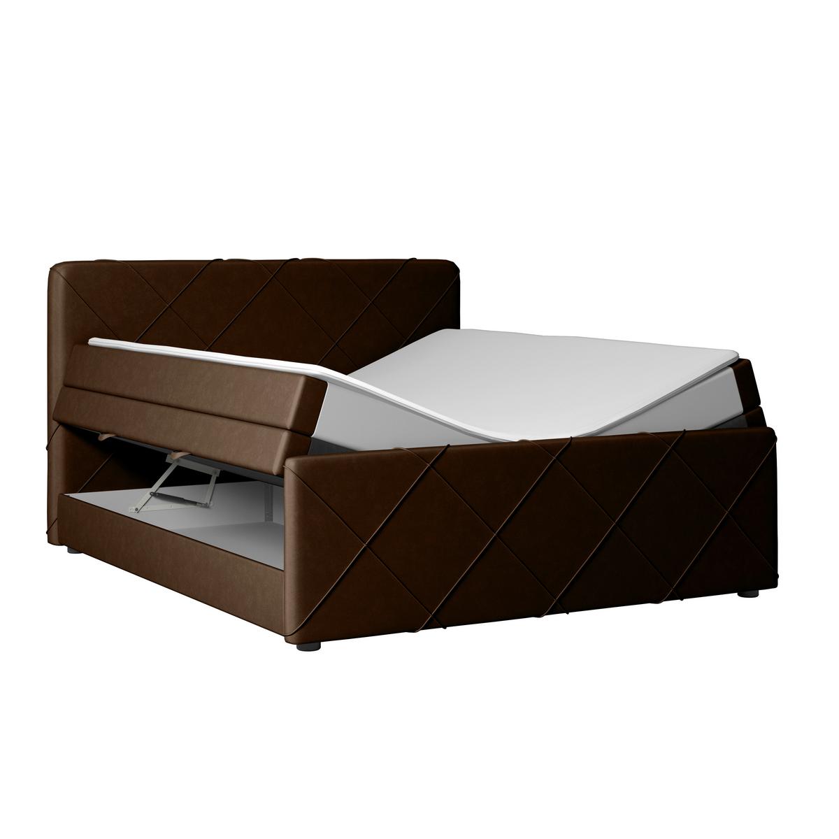 Boxspringbett mit Bettkasten Cordoba 180x200 cm Braun - Schwarz/Braun, MODERN, Holz/Textil (180/200cm) - MID.YOU
