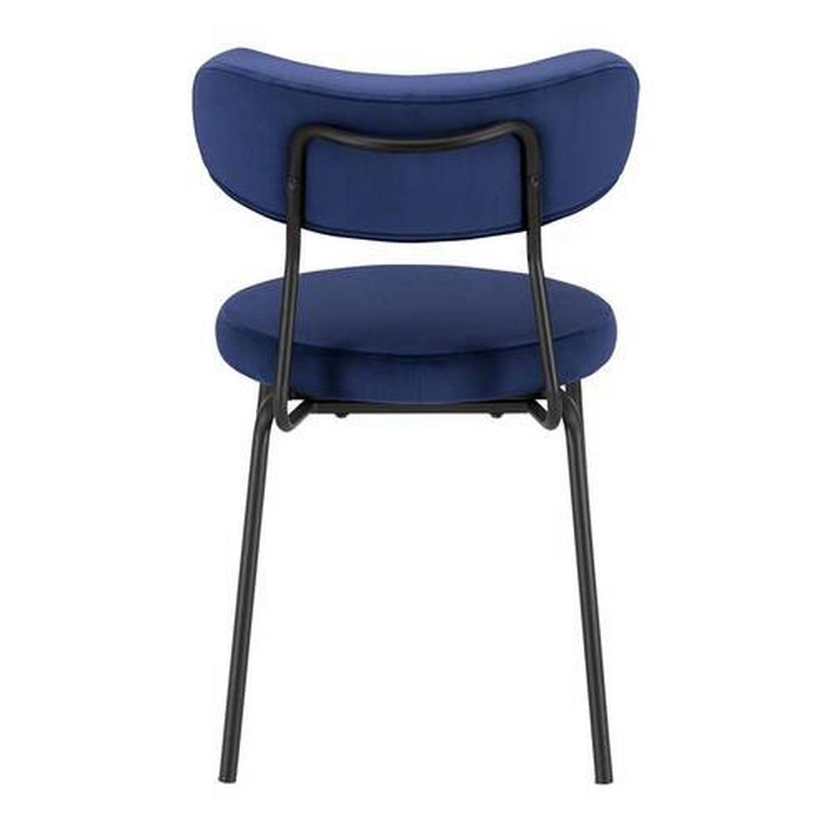 Sametová židle Lea modrá - modrá/černá, Moderní, kov/dřevo (51/82/63cm) - Bessagi Home