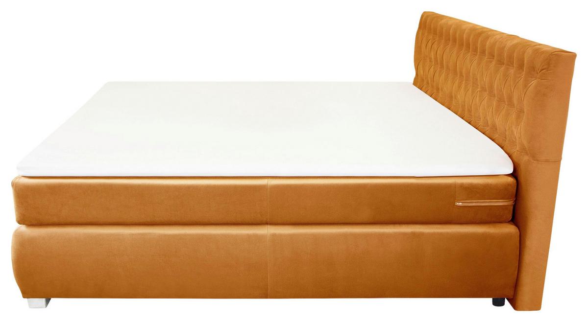 Boxspringbett Rumba inkl. Matratze 180x200 - Platinfarben/Gelb, Basics, Textil (180/200cm) - Livetastic