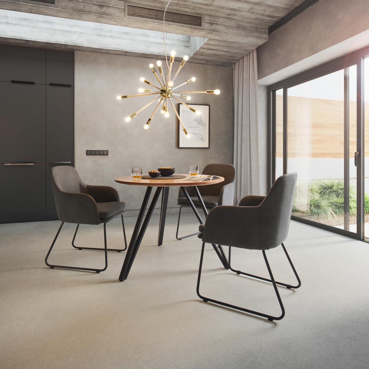 Stolička s podrúčkami MIA tmavosivá - čierna/tmavosivá, Modern, kov/textil (55,5/83/55cm) - Bessagi Home