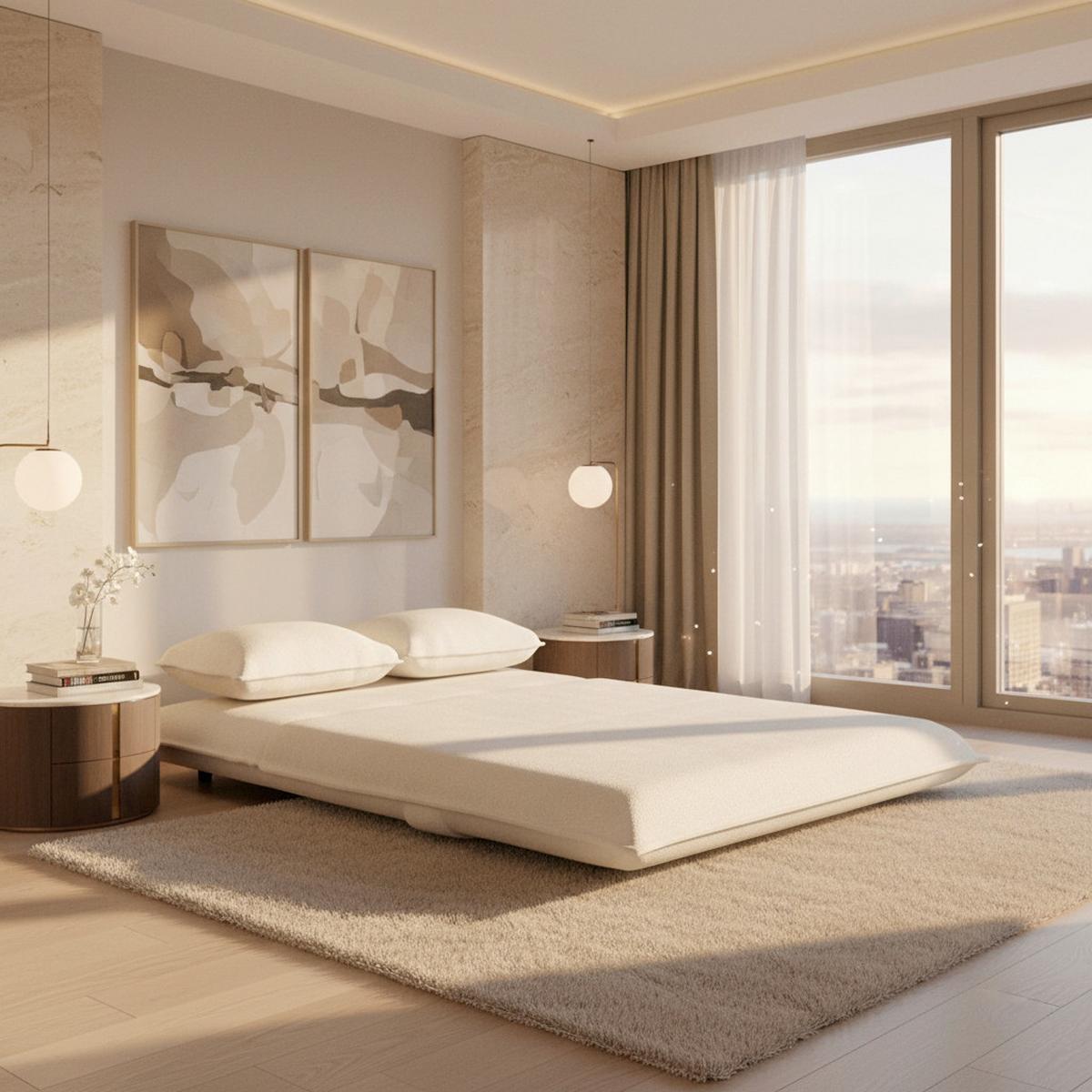 Rozkládací pohovka MACY, bílá, max. 240 kg - bílá, Moderní, kov/textil (141/68/87cm) - Bessagi Home