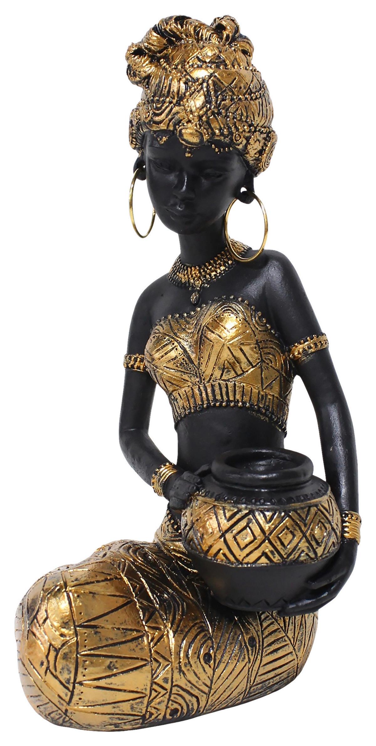 Skulptur Amari - Goldfarben/Schwarz, KONVENTIONELL, Kunststoff/Metall (12,5/11,5/23,8cm) - James Wood