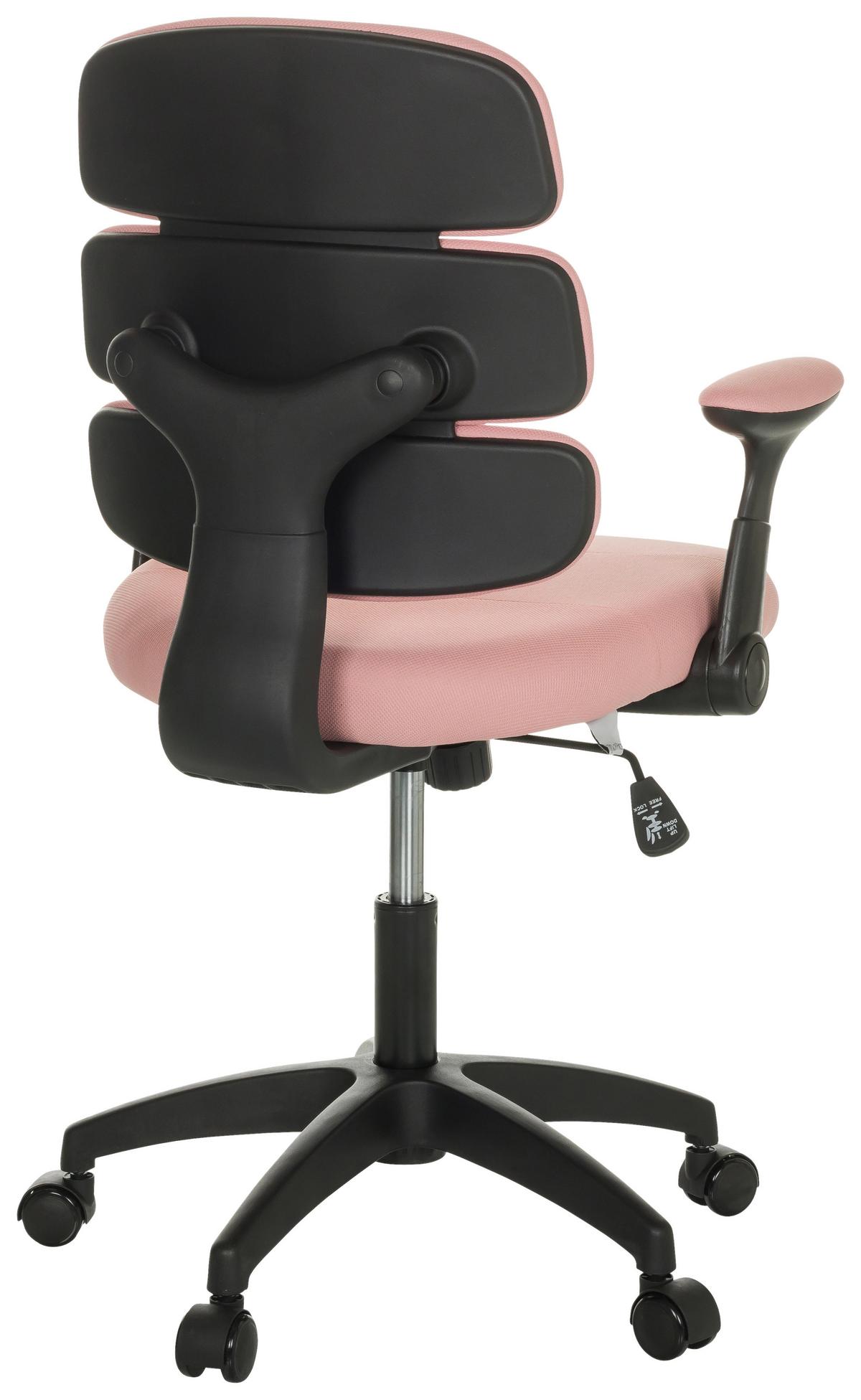 Jugenddrehstuhl Kid Ergolino B mit Armstützen Rosa Bis 100 Kg - Schwarz/Rosa, Basics, Kunststoff/Textil (62/86-97/62cm) - MID.YOU