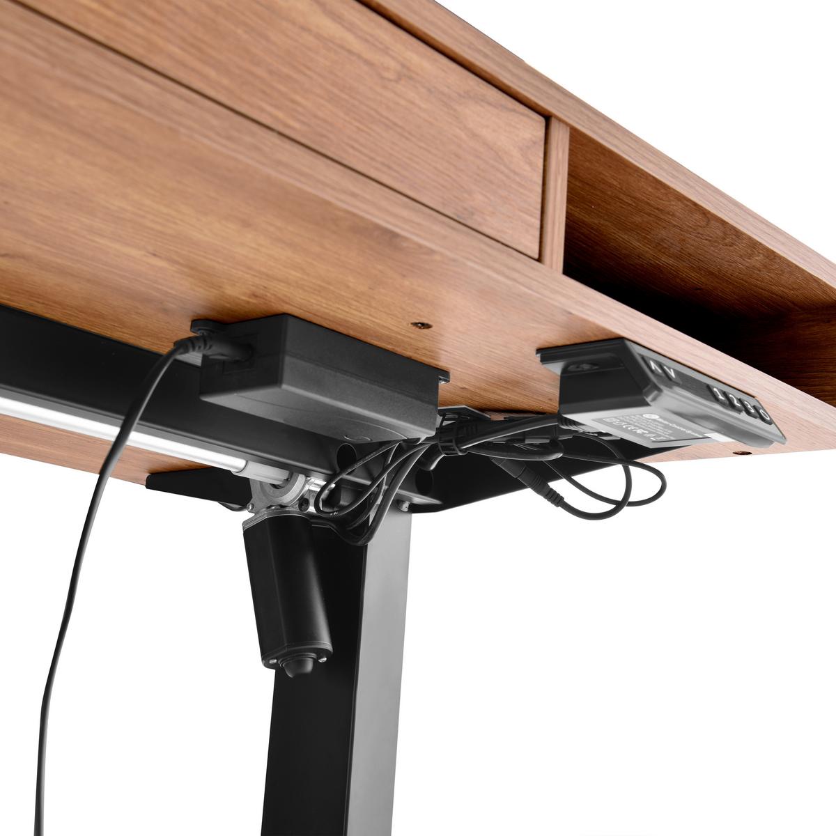 Schreibtisch Worktime Style Schwarz/Eichefarben L: 120cm - Eichefarben/Schwarz, MODERN, Holz/Metall (120/60/72-110cm) - MID.YOU