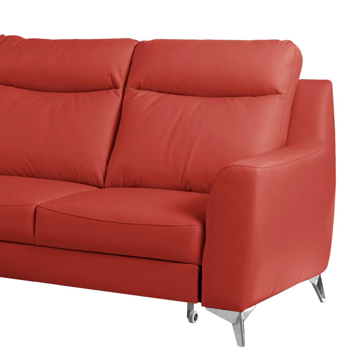 Ecksofa Gio Rot S: 236x168 Cm - Chromfarben/Rot, Design, Leder/Textil (236/168cm) - Livetastic