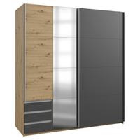 Skřiň s posouvacími dveřmi AURICH grafit, barva dubu - barvy dubu/barvy grafitu, Basics, kov/kompozitní dřevo (179/198/64cm) - MID.YOU