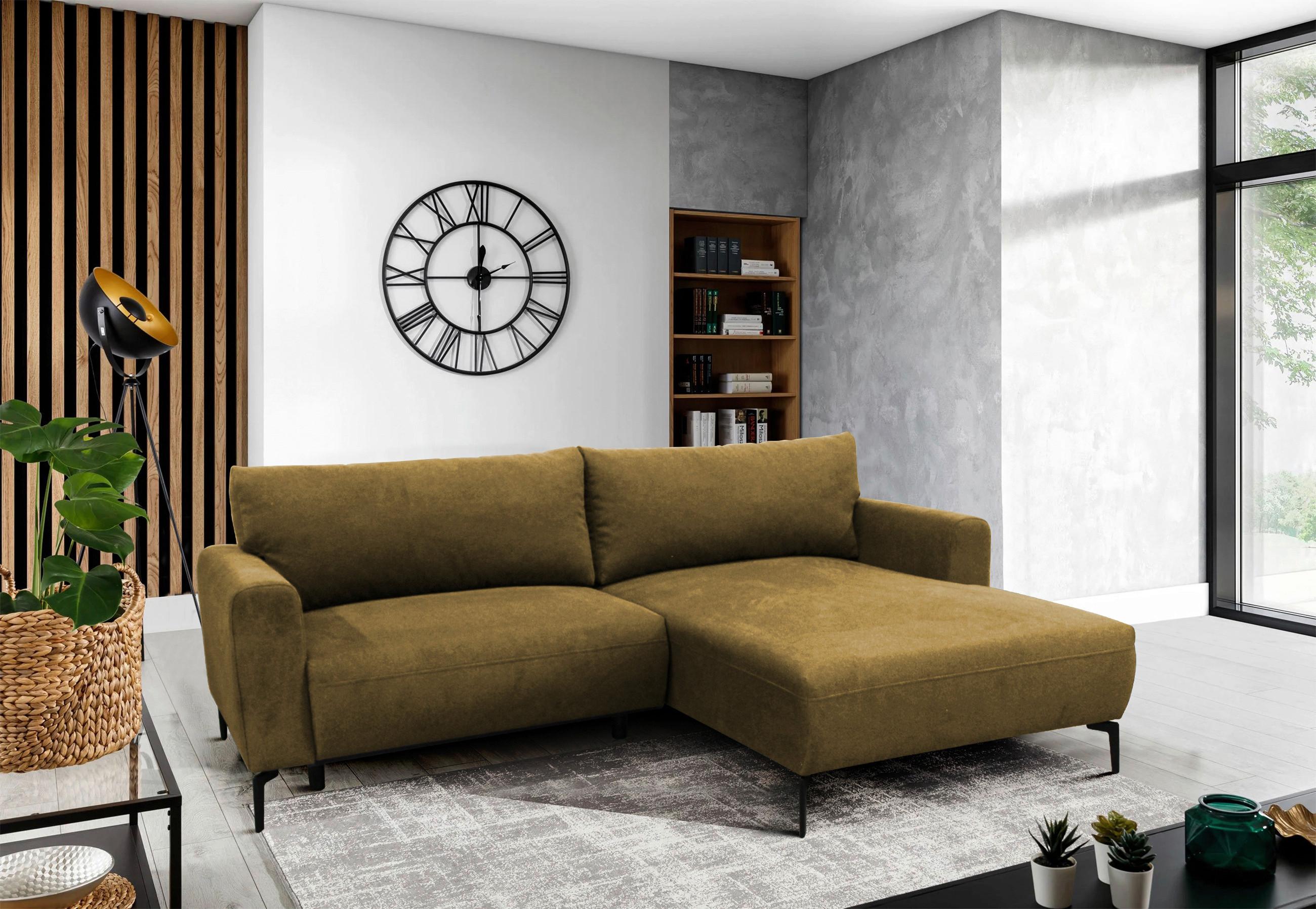 Ecksofa Prince Gelb S: 240x163 cm - Gelb/Schwarz, Design, Textil (240/163cm) - MID.YOU