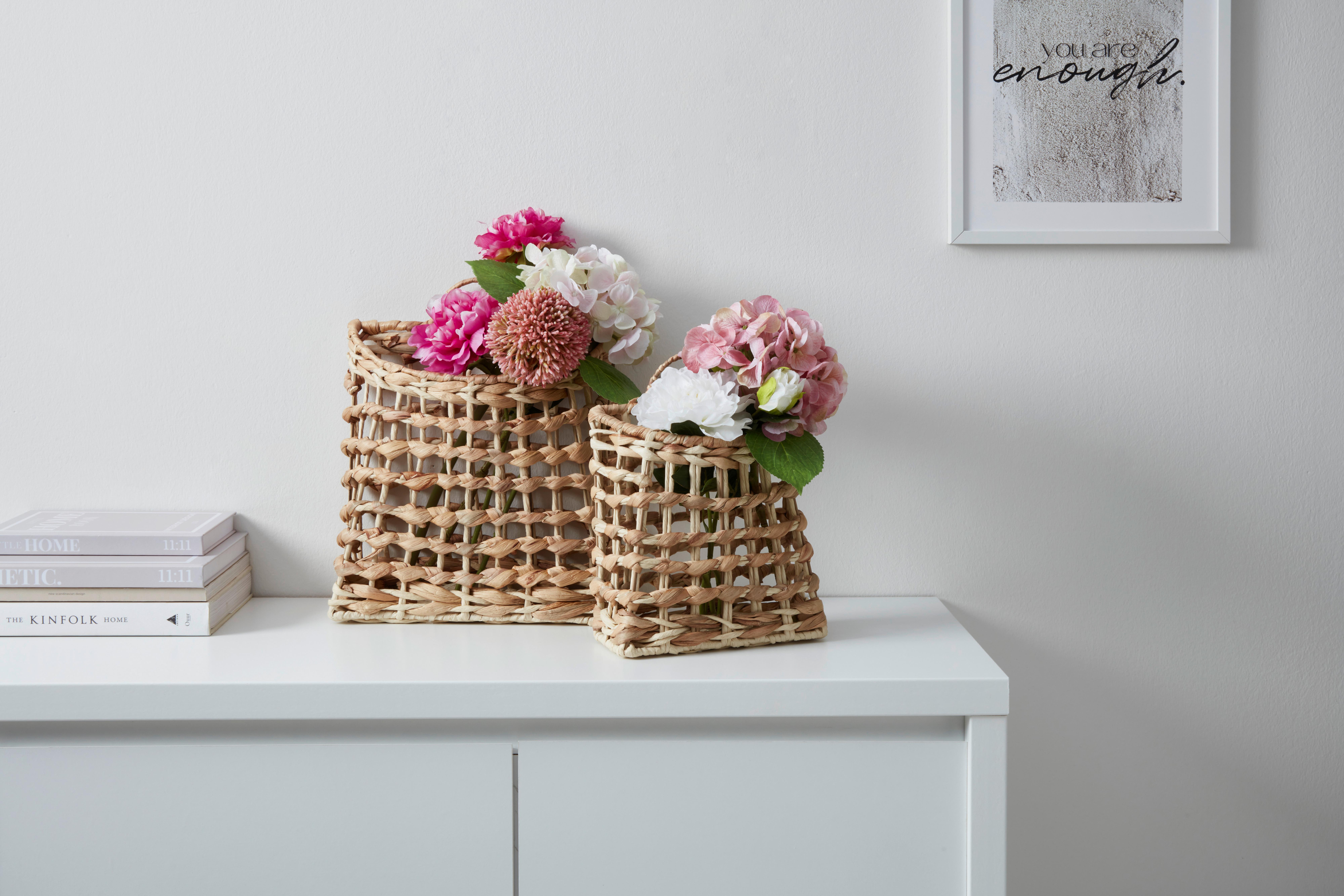 Košík Isa, V: 38cm - prírodná farba, Basics, kov/prírodné materiály (31/38/15cm) - Modern Living