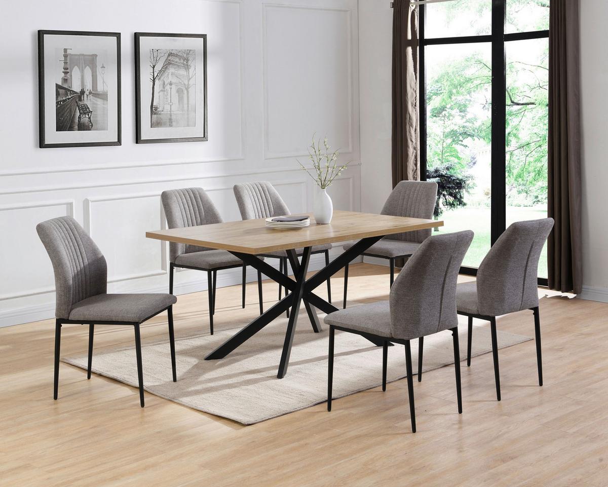 Esstisch Ebbo 150x90 cm Wildeiche Dekor - Wildeiche/Schwarz, LIFESTYLE, Holzwerkstoff/Metall (150/75/90cm)
