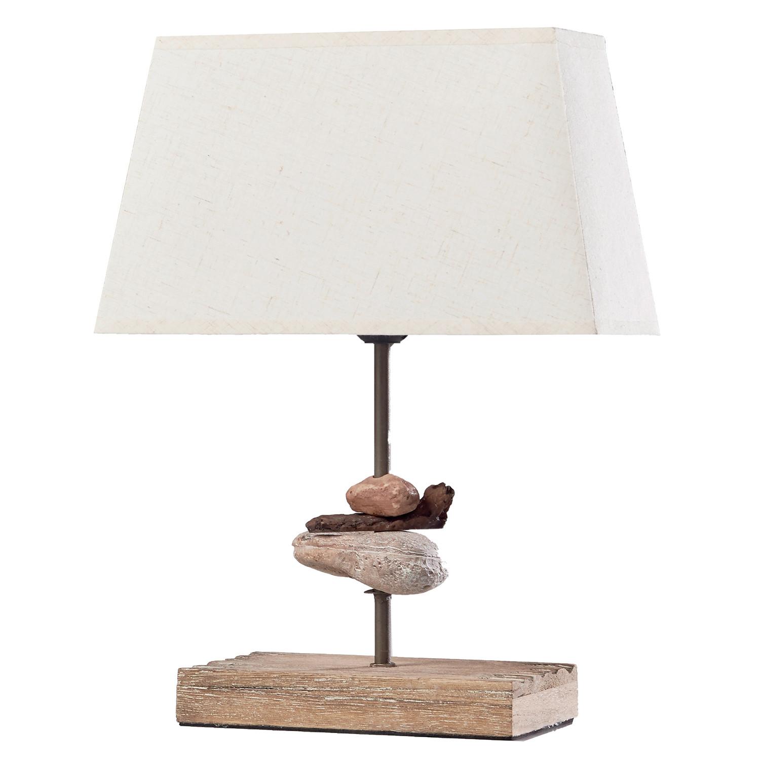 Tischleuchte 4848/l - Schwarz, Natur, Textil/Stein (27/10/39cm)