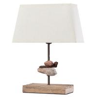 Tischleuchte 4848/l - Schwarz, Natur, Textil/Stein (27/10/39cm)