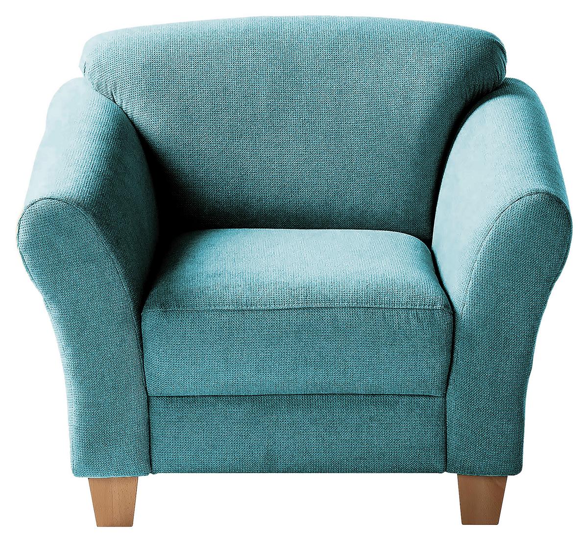 Sessel Gotland petrol Rücken echt, 101x84x89 cm - Petrol/Naturfarben, KONVENTIONELL, Textil (101/84/89cm) - Sit & More