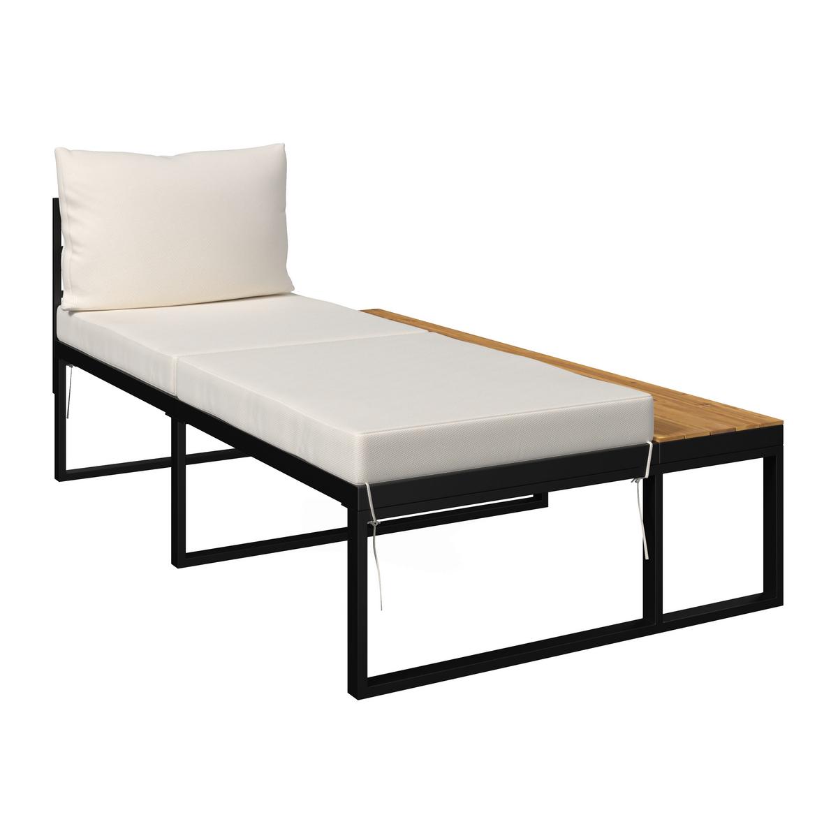 TERASOVÁ SEDACIA SÚPRAVA ADRIANO - čierna/farba akácie, Modern, kov/drevo - Bessagi Garden