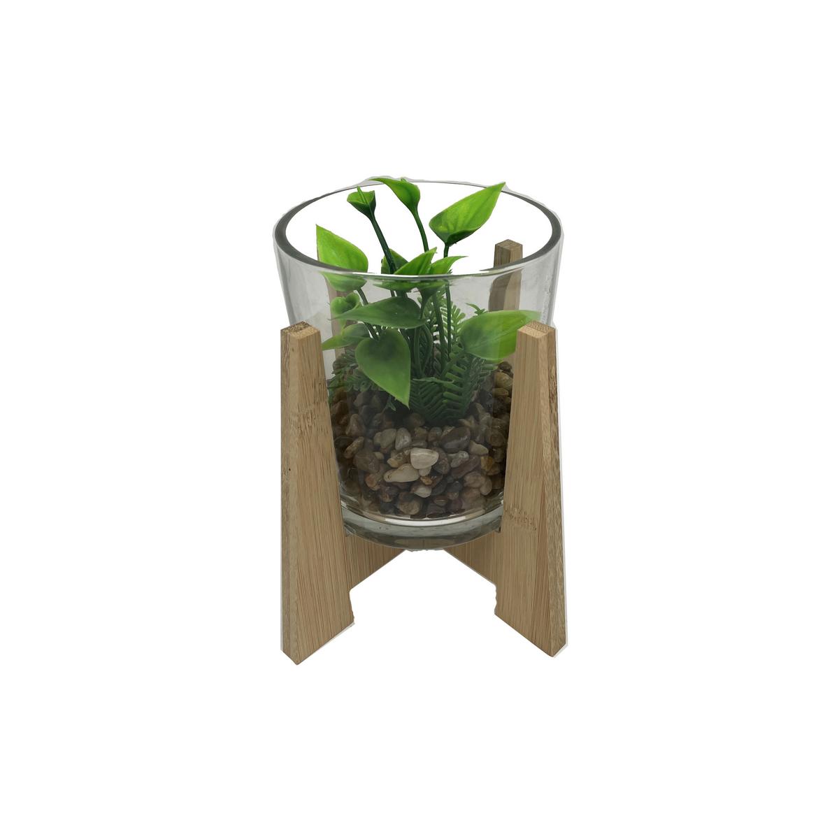 Kunstpflanze Elisa - Naturfarben/Grün, KONVENTIONELL, Glas/Holz (13/14cm) - Luca Bessoni