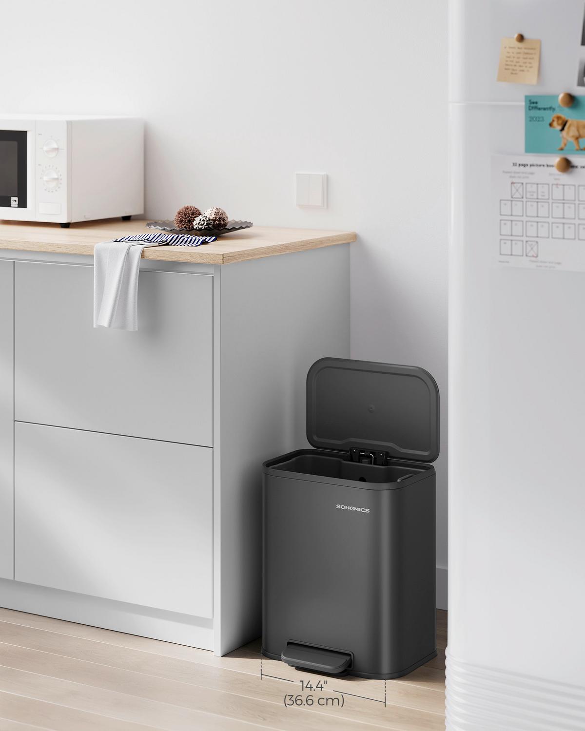 Abfallsammler Schwarz B: 36,6cm - Schwarz, Basics, Kunststoff/Metall (36,6/42,5/30cm)