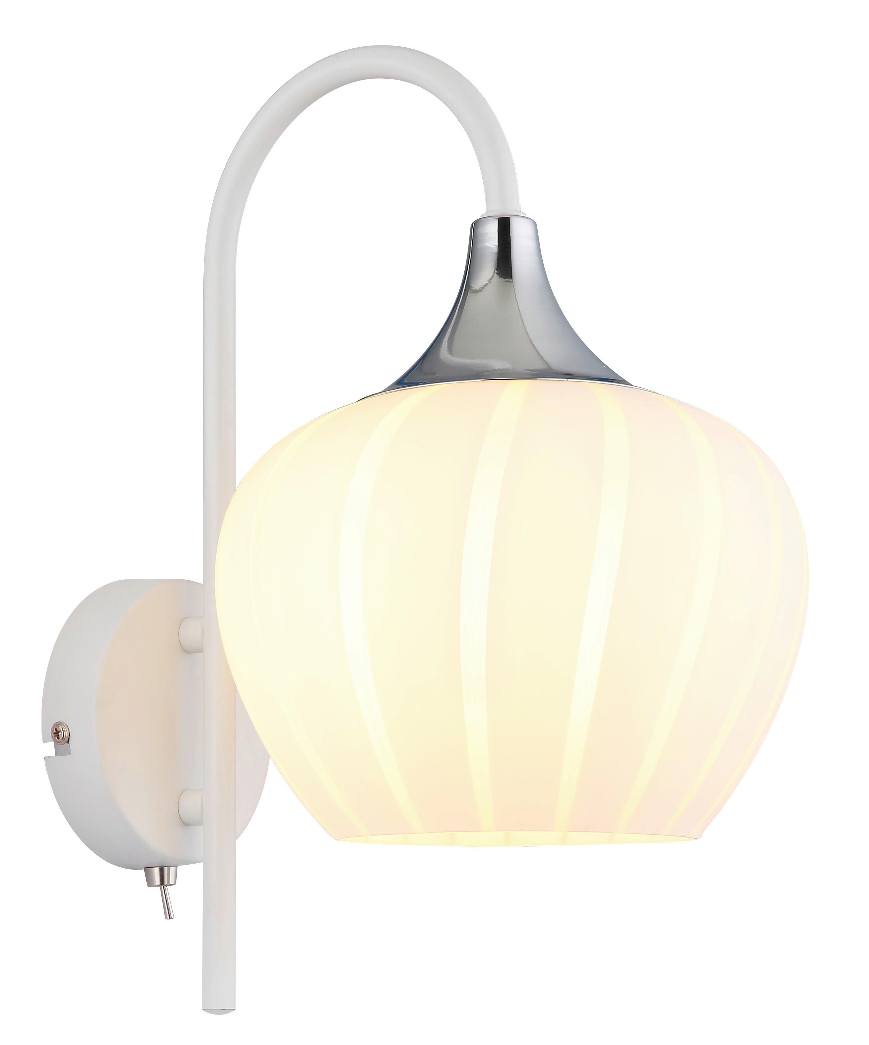 Wandleuchte 15548ww - Chromfarben/Weiß, KONVENTIONELL, Glas/Metall (18/25/32cm) - Globo